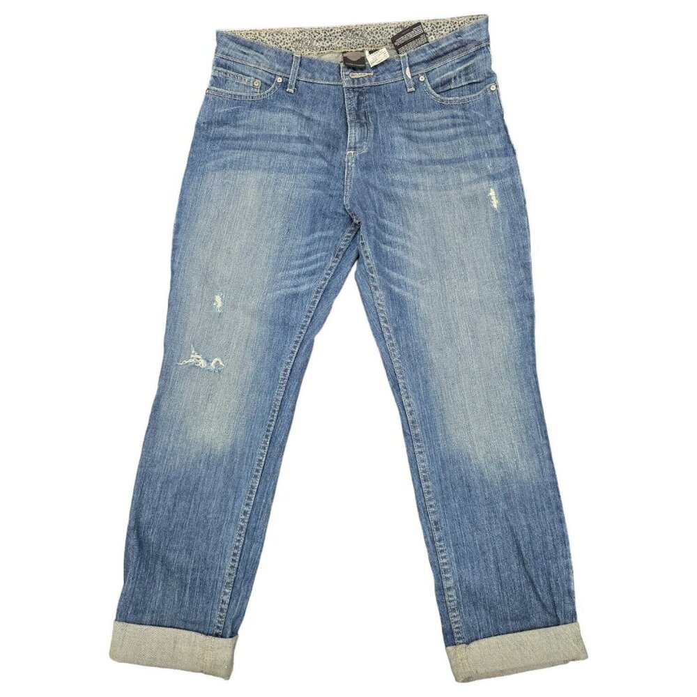 Vtg Harley Davidson Denim Blue Jeans Sz 29 Relaxed Distressed Light Wash Cuffed